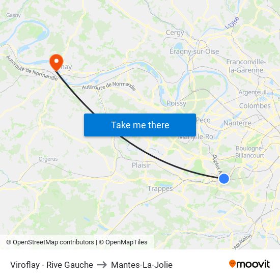 Viroflay - Rive Gauche to Mantes-La-Jolie map