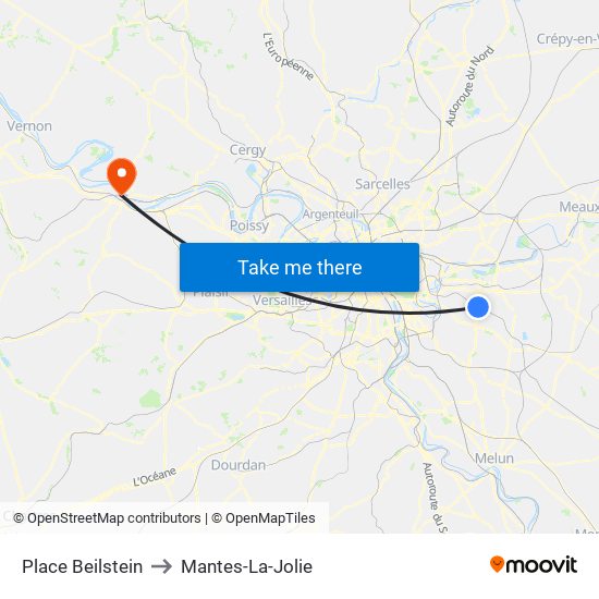 Place Beilstein to Mantes-La-Jolie map
