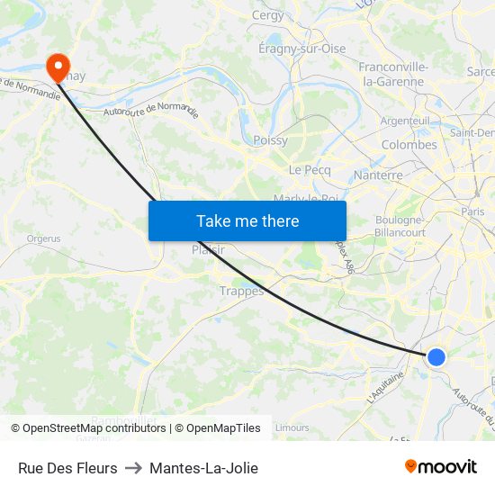 Rue Des Fleurs to Mantes-La-Jolie map
