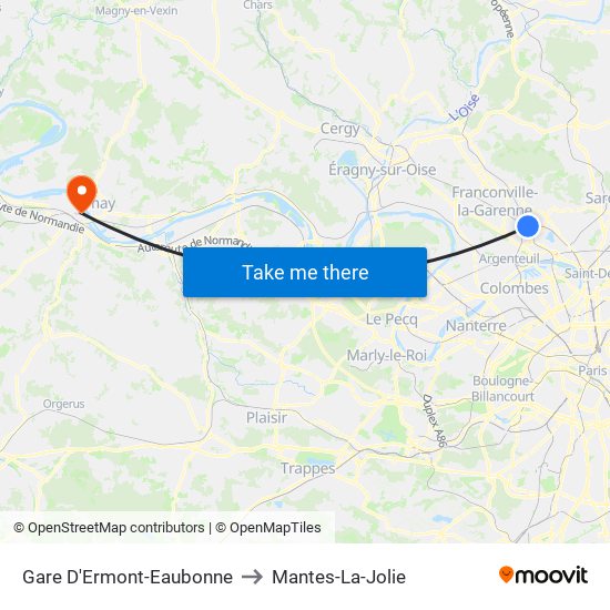 Gare D'Ermont-Eaubonne to Mantes-La-Jolie map