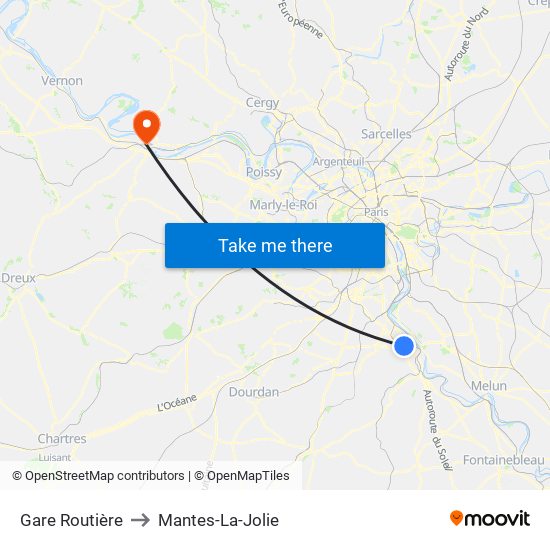 Gare Routière to Mantes-La-Jolie map