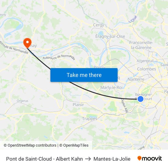 Pont de Saint-Cloud - Albert Kahn to Mantes-La-Jolie map