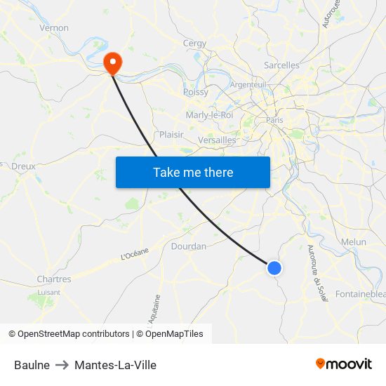 Baulne to Mantes-La-Ville map