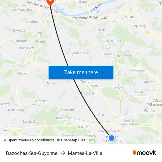 Bazoches-Sur-Guyonne to Mantes-La-Ville map