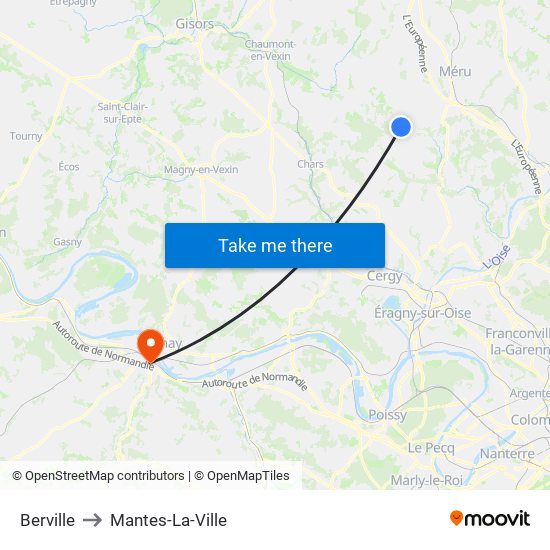 Berville to Mantes-La-Ville map