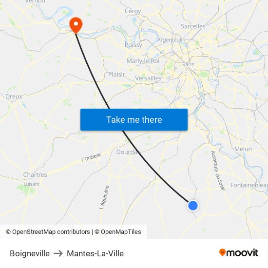 Boigneville to Mantes-La-Ville map