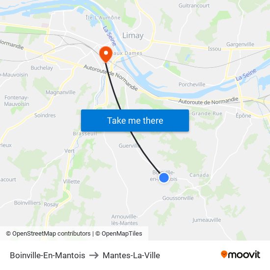 Boinville-En-Mantois to Mantes-La-Ville map
