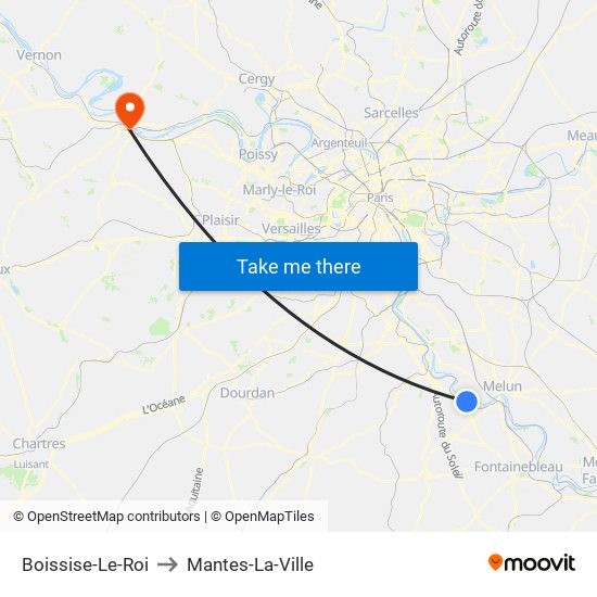 Boissise-Le-Roi to Mantes-La-Ville map