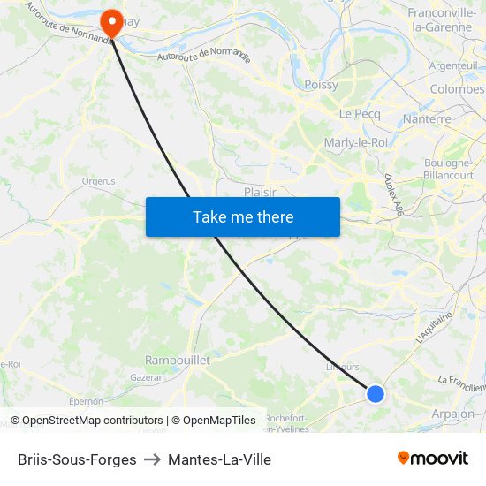 Briis-Sous-Forges to Mantes-La-Ville map
