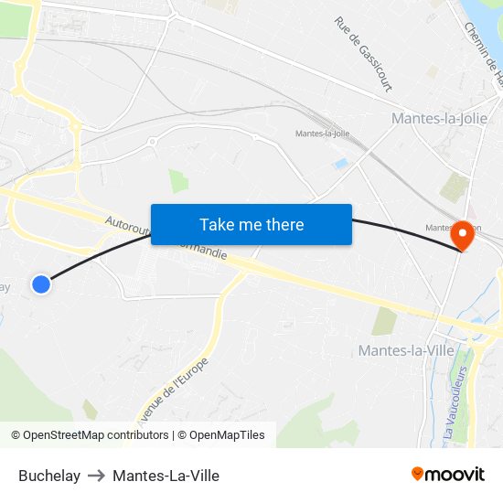 Buchelay to Mantes-La-Ville map