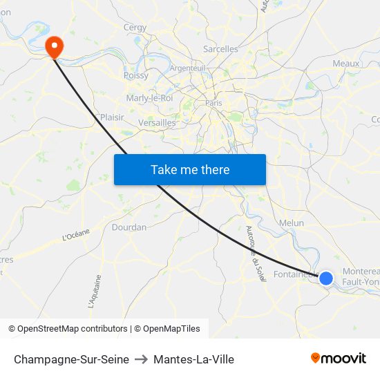 Champagne-Sur-Seine to Mantes-La-Ville map