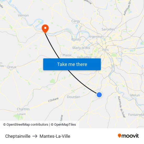 Cheptainville to Mantes-La-Ville map