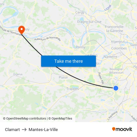 Clamart to Mantes-La-Ville map