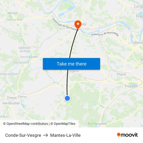 Conde-Sur-Vesgre to Mantes-La-Ville map