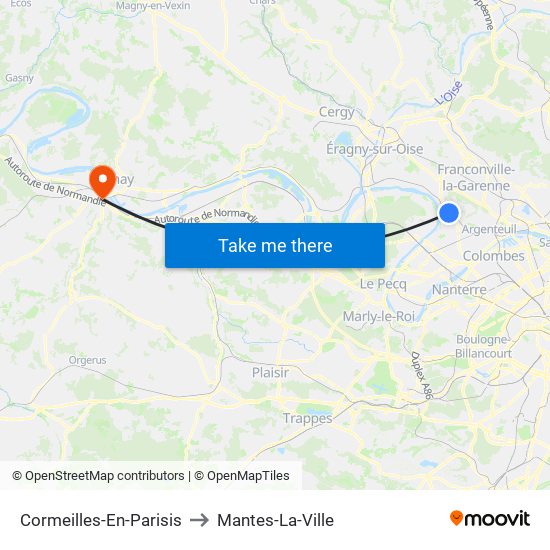 Cormeilles-En-Parisis to Mantes-La-Ville map