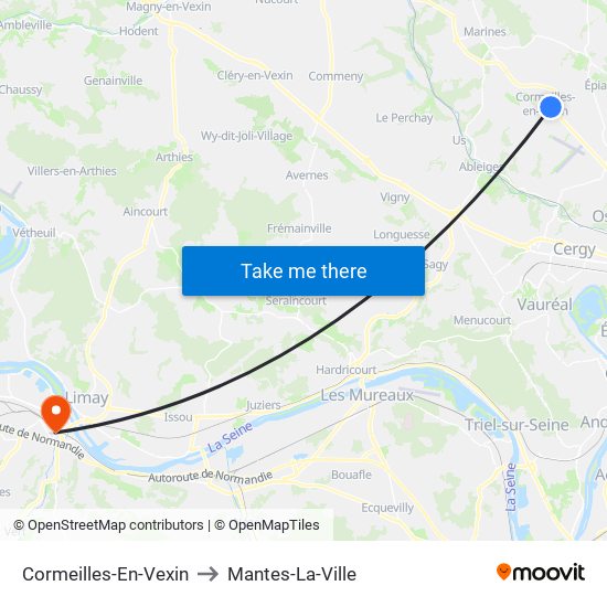 Cormeilles-En-Vexin to Mantes-La-Ville map