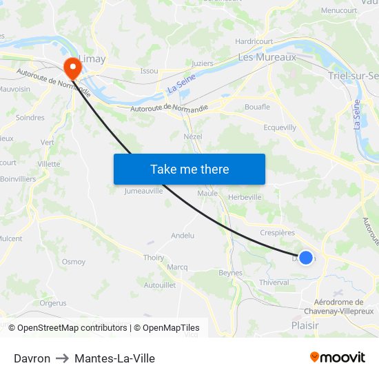 Davron to Mantes-La-Ville map