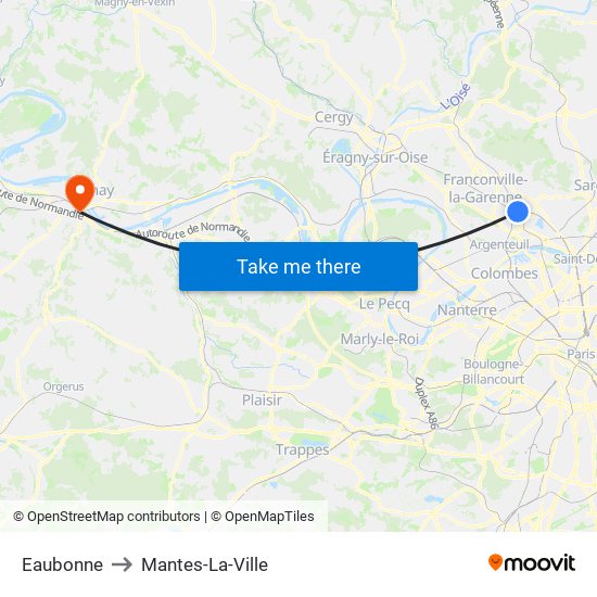 Eaubonne to Mantes-La-Ville map