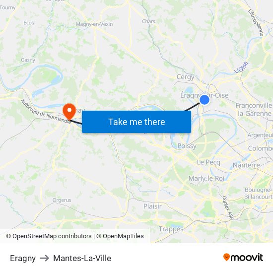 Eragny to Mantes-La-Ville map