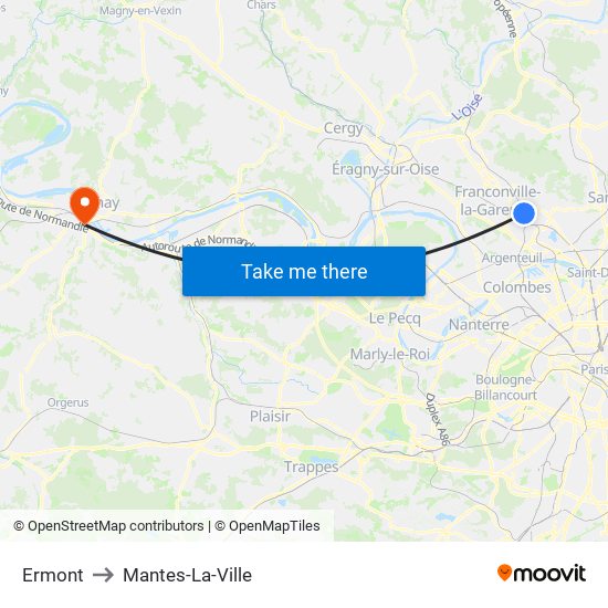 Ermont to Mantes-La-Ville map