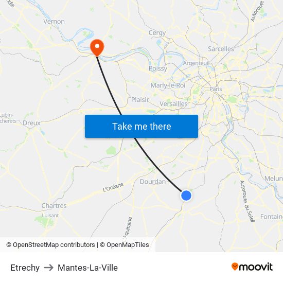 Etrechy to Mantes-La-Ville map