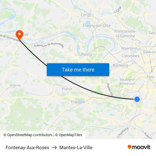 Fontenay-Aux-Roses to Mantes-La-Ville map