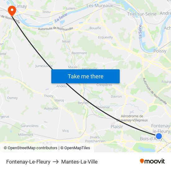 Fontenay-Le-Fleury to Mantes-La-Ville map