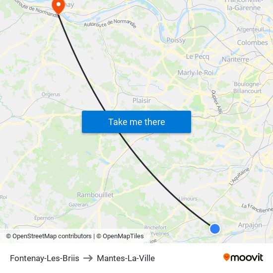 Fontenay-Les-Briis to Mantes-La-Ville map