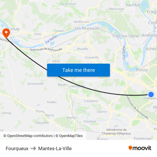 Fourqueux to Mantes-La-Ville map