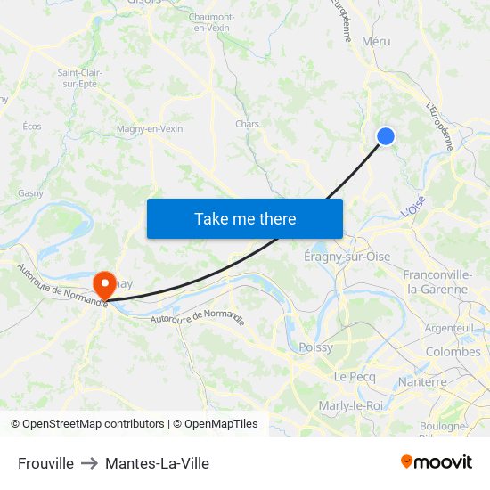 Frouville to Mantes-La-Ville map