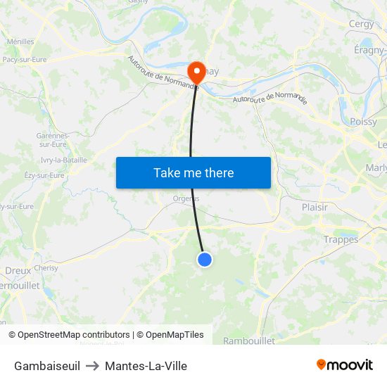 Gambaiseuil to Mantes-La-Ville map