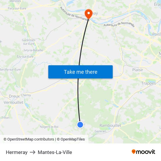 Hermeray to Mantes-La-Ville map