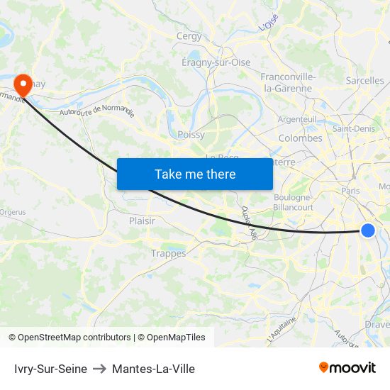 Ivry-Sur-Seine to Mantes-La-Ville map