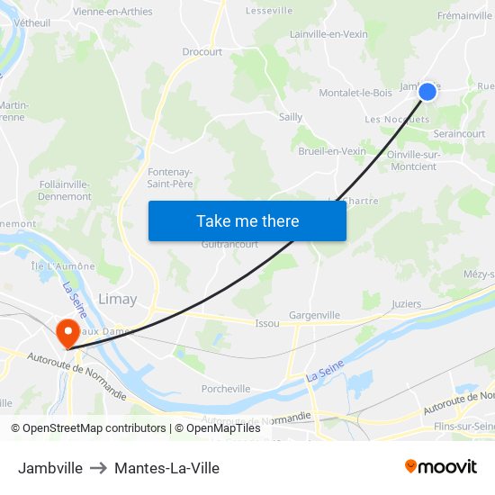 Jambville to Mantes-La-Ville map
