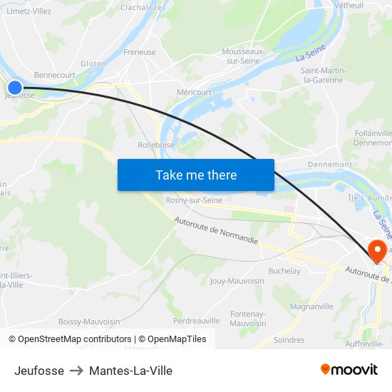 Jeufosse to Mantes-La-Ville map