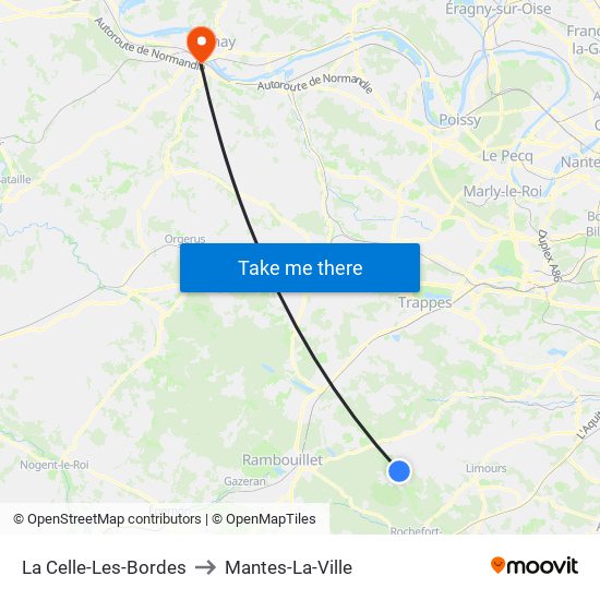La Celle-Les-Bordes to Mantes-La-Ville map