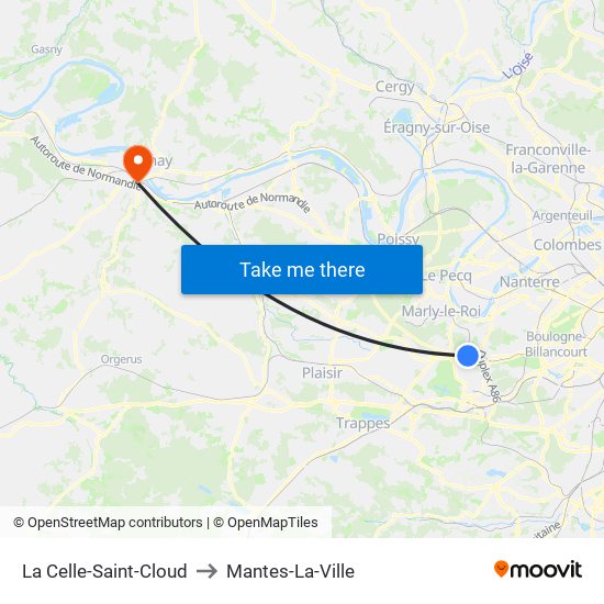 La Celle-Saint-Cloud to Mantes-La-Ville map