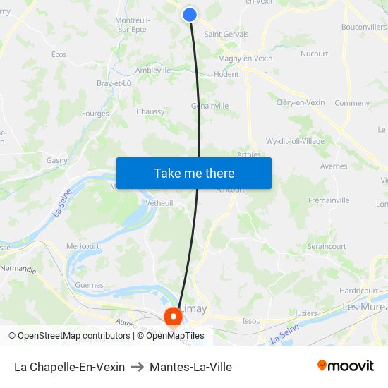 La Chapelle-En-Vexin to Mantes-La-Ville map