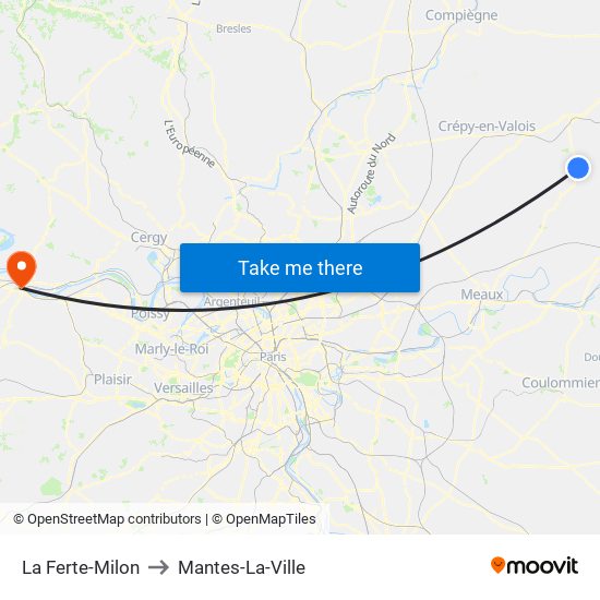 La Ferte-Milon to Mantes-La-Ville map