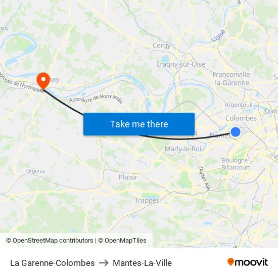 La Garenne-Colombes to Mantes-La-Ville map