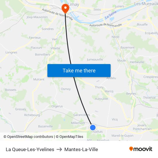 La Queue-Les-Yvelines to Mantes-La-Ville map