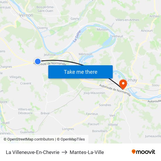 La Villeneuve-En-Chevrie to Mantes-La-Ville map
