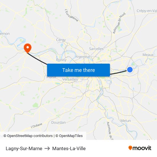 Lagny-Sur-Marne to Mantes-La-Ville map