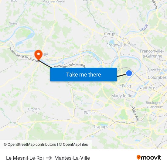 Le Mesnil-Le-Roi to Mantes-La-Ville map