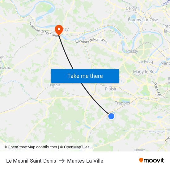 Le Mesnil-Saint-Denis to Mantes-La-Ville map
