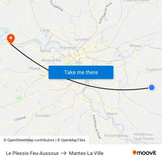 Le Plessis-Feu-Aussoux to Mantes-La-Ville map