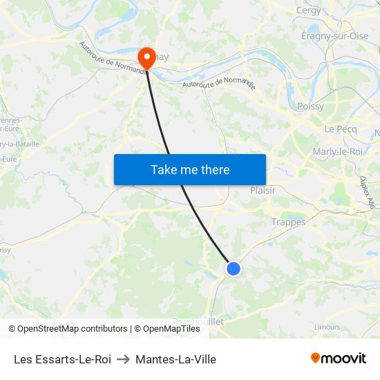 Les Essarts-Le-Roi to Mantes-La-Ville map