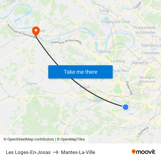 Les Loges-En-Josas to Mantes-La-Ville map