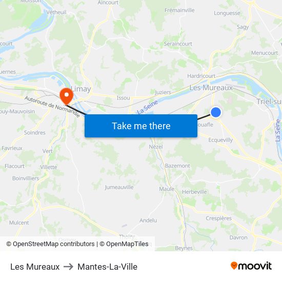 Les Mureaux to Mantes-La-Ville map