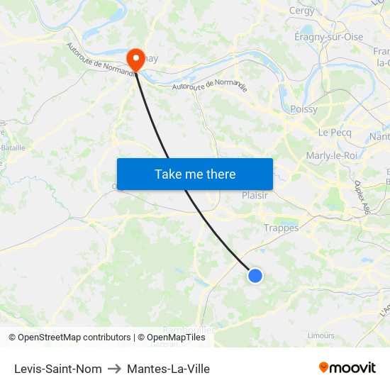 Levis-Saint-Nom to Mantes-La-Ville map